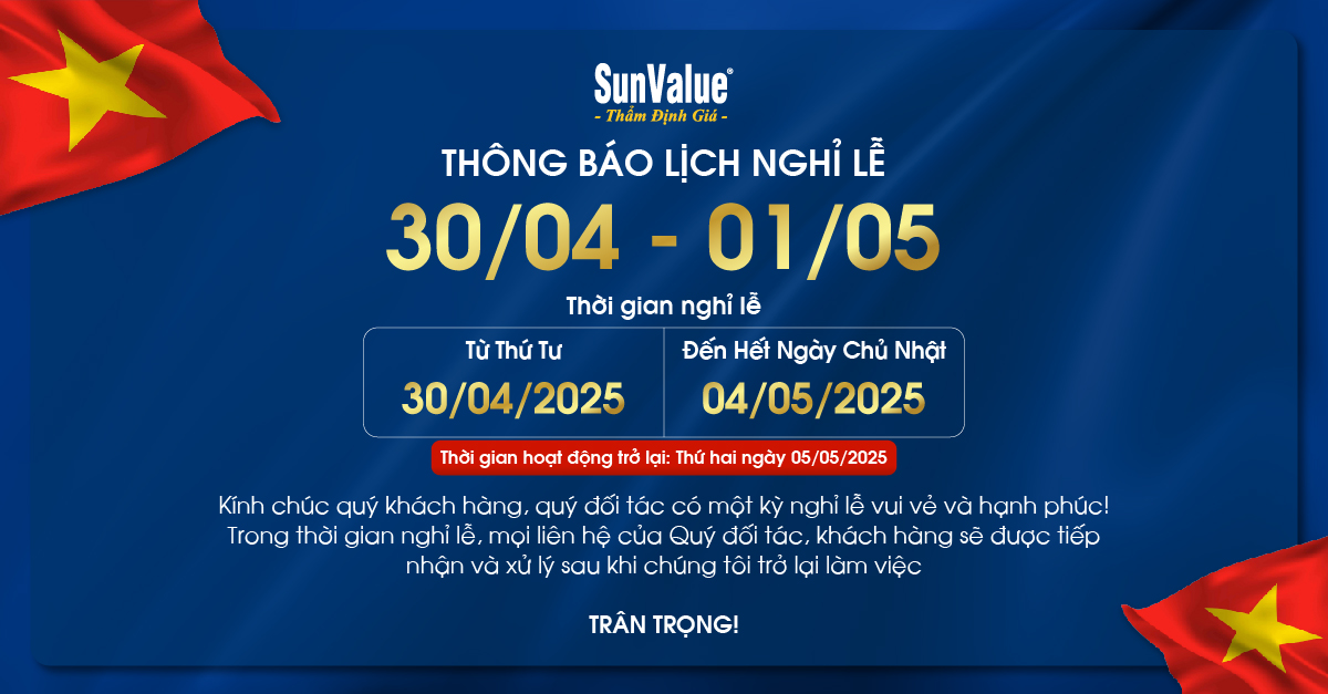 SUNVALUE THÔNG BÁO LỊCH NGHỈ LỄ 30/4, 1/5 NĂM 2025