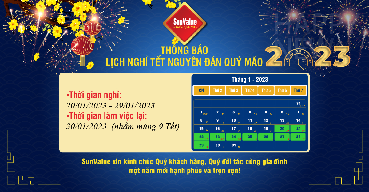 THÔNG BÁO LỊCH NGHỈ TẾT NGUYÊN ĐÁN QUÝ MÃO 2023