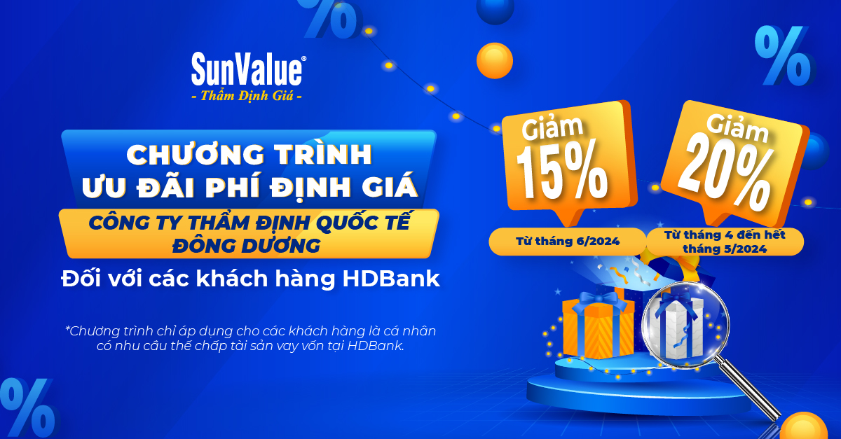 SunValue ƯU ĐÃI PHÍ ĐỊNH GIÁ CHO KHÁCH HÀNG CÁ NHÂN VAY VỐN HDBANK