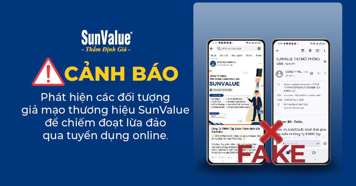 CẢNH BÁO ĐỐI TƯỢNG GIẢ MẠO THƯƠNG HIỆU SunValue ĐỂ CHIẾM ĐOẠT LỪA ĐẢO