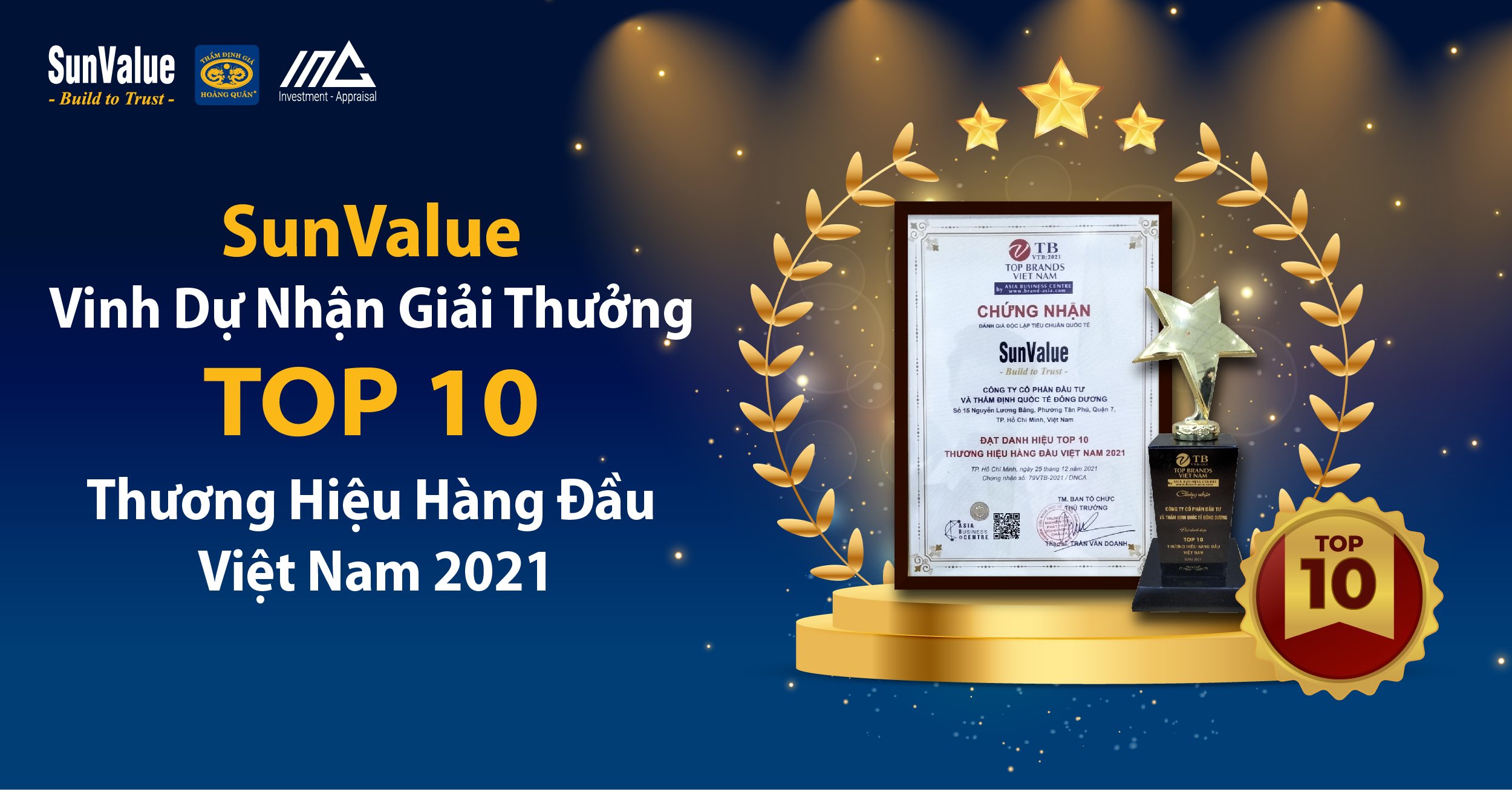 SUNVALUE - TOP 10 THƯƠNG HIỆU THẨM ĐỊNH GIÁ HÀNG ĐẦU VN 2021