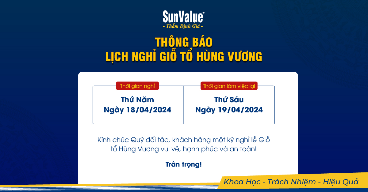 SunValue THÔNG BÁO LỊCH NGHỈ LỄ GIỖ TỔ HÙNG VƯƠNG 2024