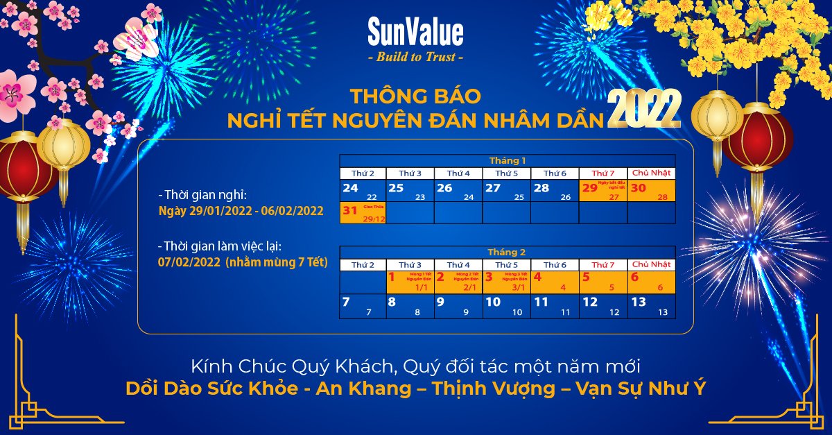 THÔNG BÁO LỊCH NGHỈ TẾT NGUYÊN ĐÁN 2022