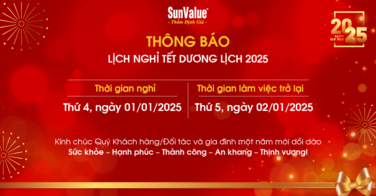 SunValue TRÂN TRỌNG THÔNG BÁO LỊCH NGHỈ LỄ TẾT DƯƠNG LỊCH NĂM 2025