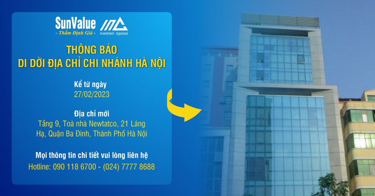 THÔNG BÁO DI DỜI ĐỊA CHỈ CHI NHÁNH HÀ NỘI