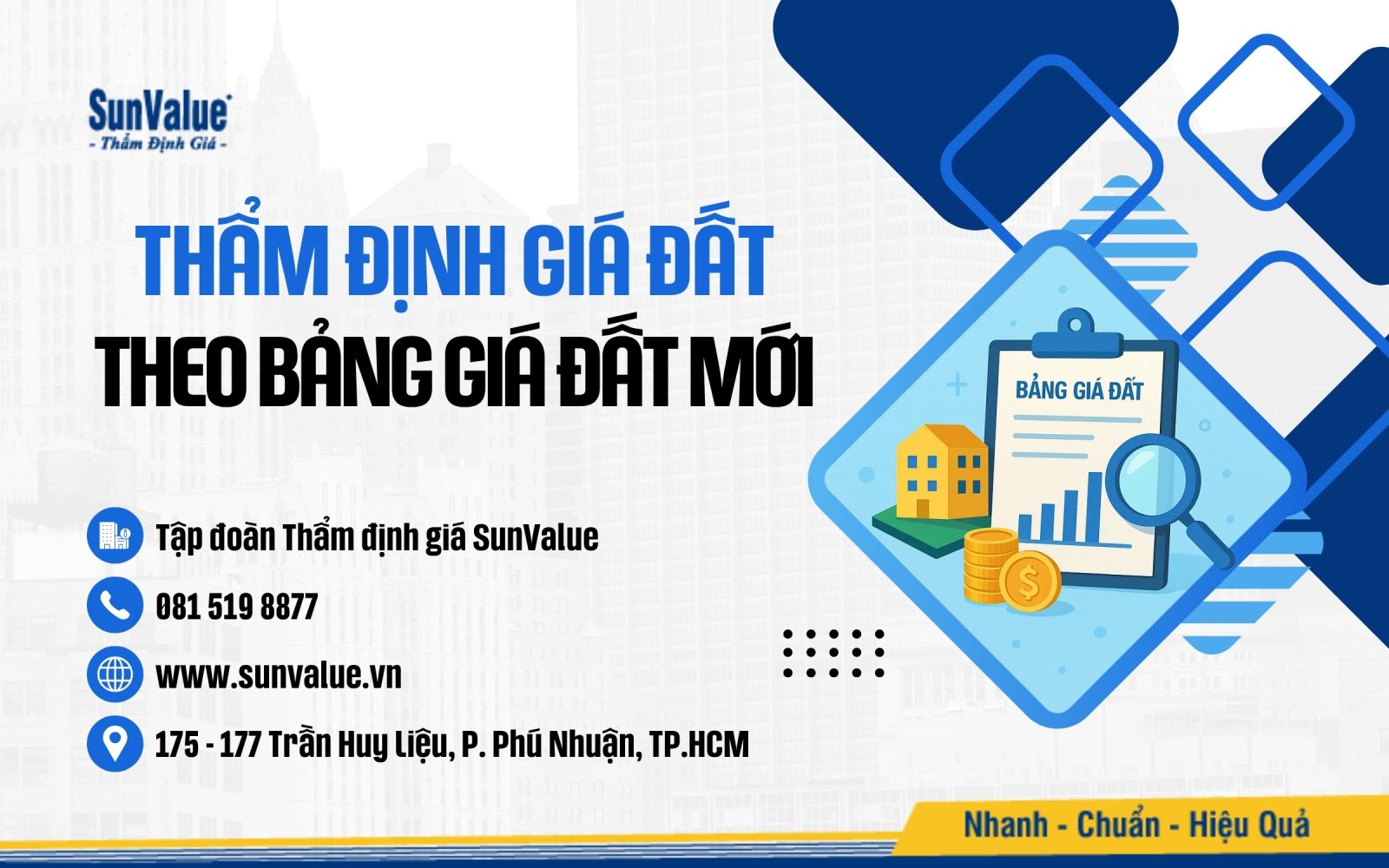 SunValue thẩm định giá đất theo bảng giá đất mới