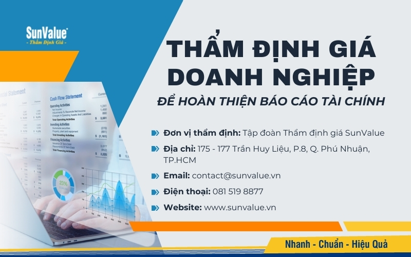 SunValue cung cấp dịch vụ thẩm định giá doanh nghiệp, hỗ trợ tối ưu cho việc lập báo cáo tài chính