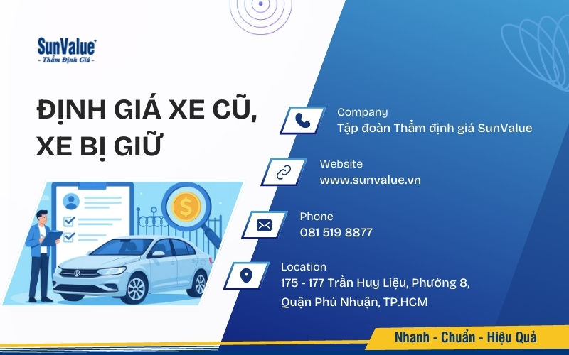 SunValue thẩm định giá xe cũ, xe bị giữ