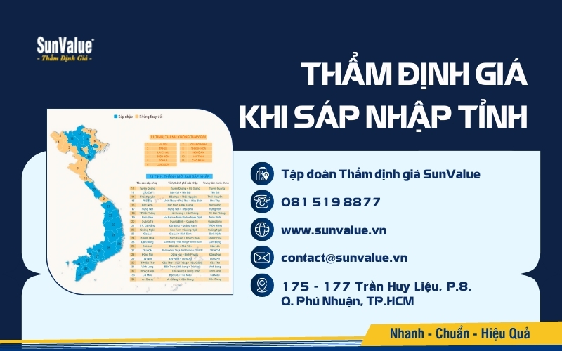 SunValue thẩm định giá khi sáp nhập tỉnh thành