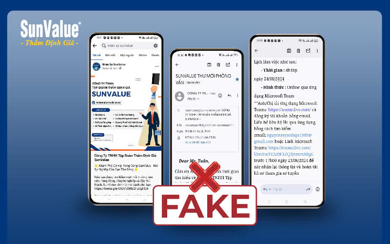 Các đối tượng lừa đảo sử dụng mail có đuôi @sunvaluevn.com để lừa đảo