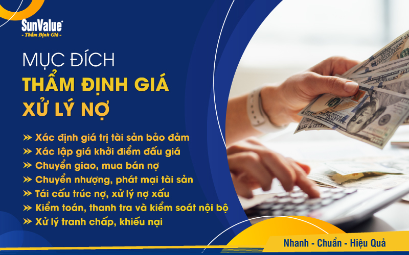 Mục đích thẩm định giá xử lý nợ